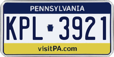 PA license plate KPL3921