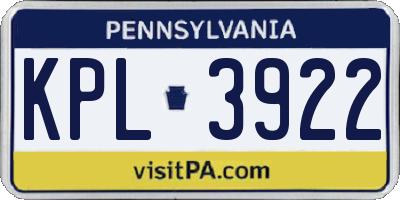 PA license plate KPL3922