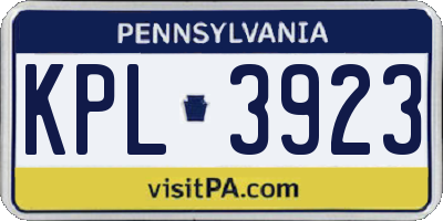 PA license plate KPL3923
