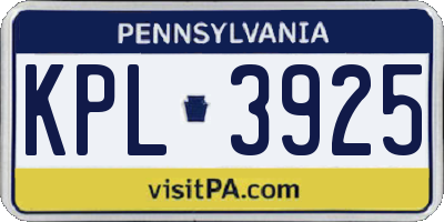 PA license plate KPL3925
