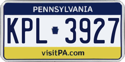 PA license plate KPL3927