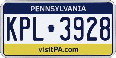 PA license plate KPL3928