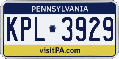 PA license plate KPL3929