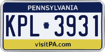 PA license plate KPL3931