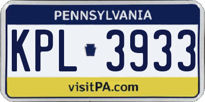 PA license plate KPL3933