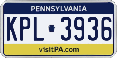 PA license plate KPL3936