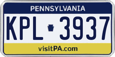 PA license plate KPL3937