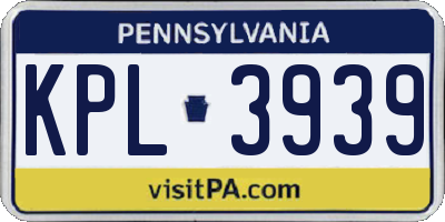 PA license plate KPL3939