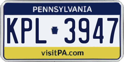 PA license plate KPL3947