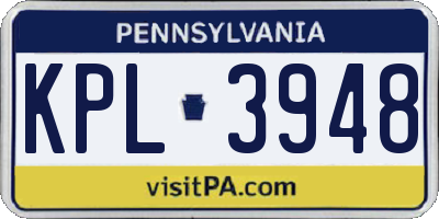 PA license plate KPL3948