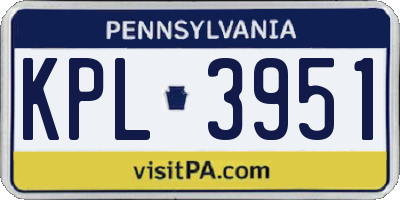 PA license plate KPL3951