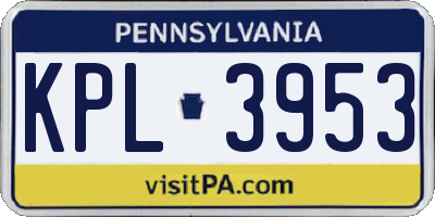 PA license plate KPL3953
