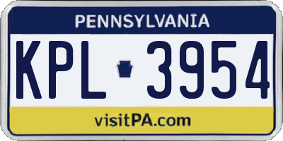 PA license plate KPL3954