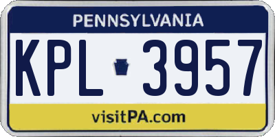 PA license plate KPL3957