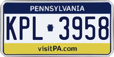 PA license plate KPL3958