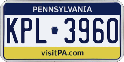 PA license plate KPL3960