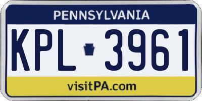 PA license plate KPL3961