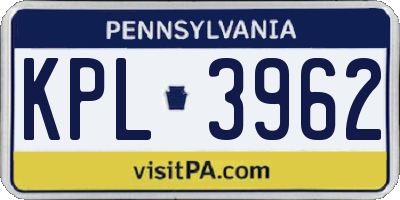 PA license plate KPL3962