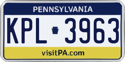 PA license plate KPL3963