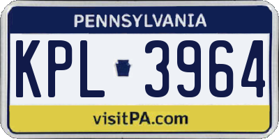 PA license plate KPL3964