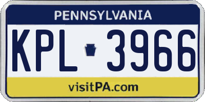 PA license plate KPL3966