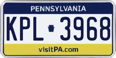 PA license plate KPL3968