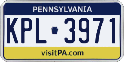 PA license plate KPL3971