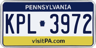 PA license plate KPL3972