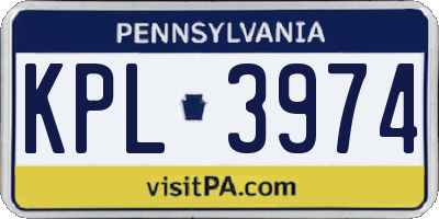 PA license plate KPL3974