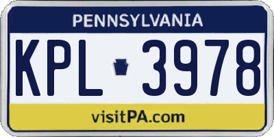 PA license plate KPL3978
