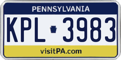 PA license plate KPL3983