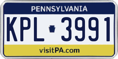 PA license plate KPL3991