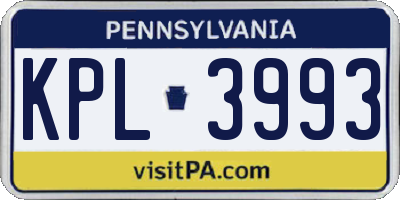 PA license plate KPL3993