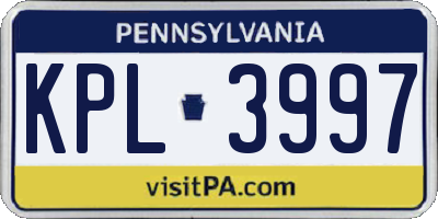 PA license plate KPL3997