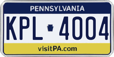 PA license plate KPL4004