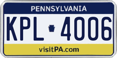 PA license plate KPL4006