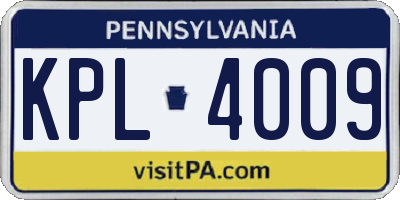 PA license plate KPL4009