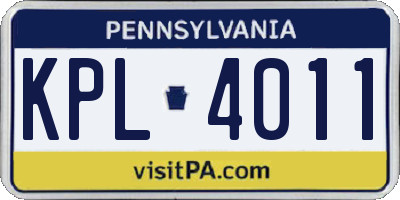 PA license plate KPL4011