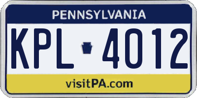 PA license plate KPL4012