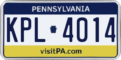PA license plate KPL4014