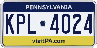 PA license plate KPL4024
