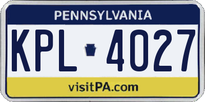 PA license plate KPL4027