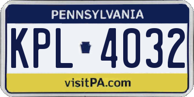 PA license plate KPL4032