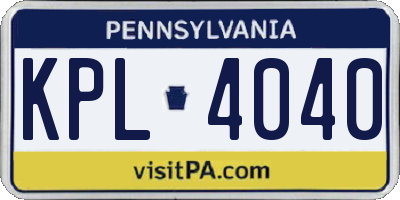 PA license plate KPL4040