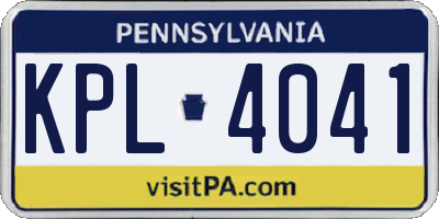 PA license plate KPL4041