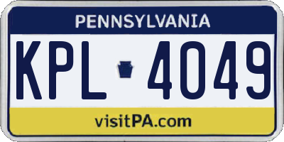 PA license plate KPL4049