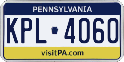 PA license plate KPL4060