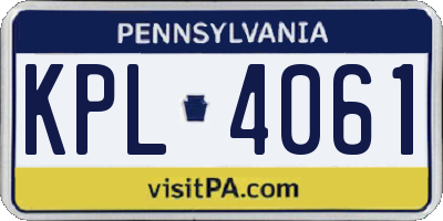 PA license plate KPL4061