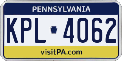 PA license plate KPL4062