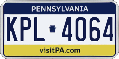 PA license plate KPL4064
